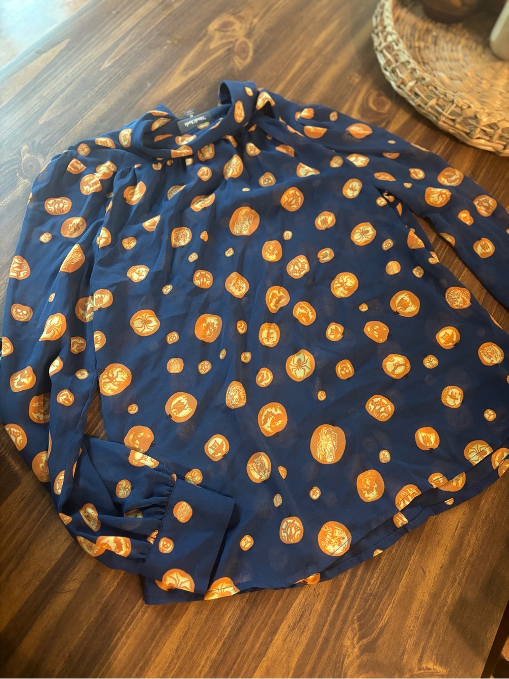 ModCloth Blue Pumpkin Halloween Blouse - Picture 6 of 6